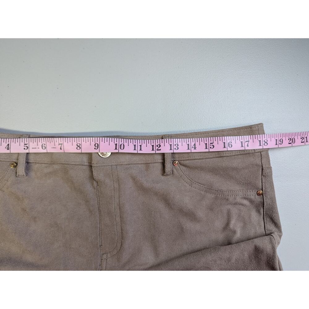 Chicos Faux Suede Pants Beige High Waist Straight Leg Stretch Classic Large - Picture 7 of 9